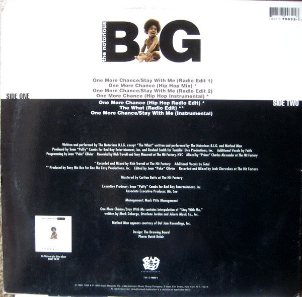 Image of Back Cover of 12" - G+/G+ - THE NOTORIOUS BIG, One More Chance (Bad Boy Entertainment; 78612-79032-1, US 1995, Picture Sleeve), Scuffs and marks across each side. Sleeve is marked and creased/,  - 3516232C
