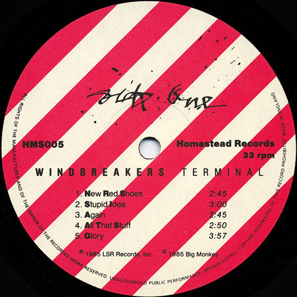 Image of Label Cover of 0225165E: LP - WINDBREAKERS, Terminal (Homestead Records; HMS005, US 1985) Record Fogged, Sticker Damage to Sleeve  G+/G+