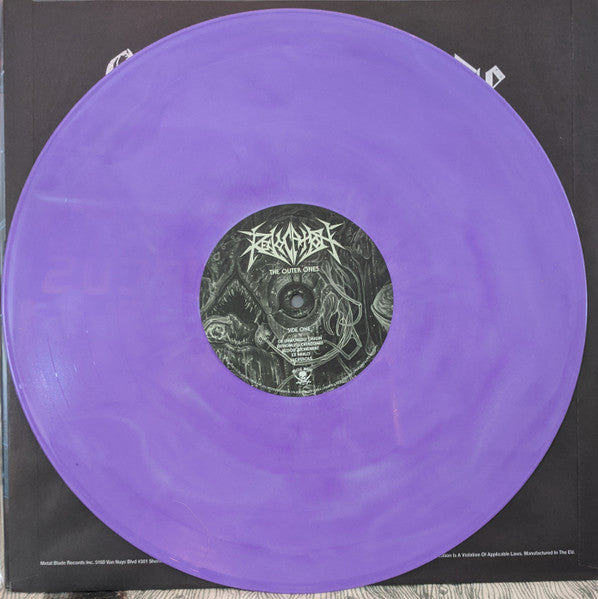 Image of Label Cover of 0225211E: LP - REVOCATION, The Outer Ones (Metal Blade Records ; 3984-15590-1, US 2020 Reissue, Gatefold, Company Inner, Poster, Limited Edition of 100, Purple/White Marbled Vinyl) NOT NUMBERED, Not In Shrinkwrap So Has No Numbered Sticker  EX/EX