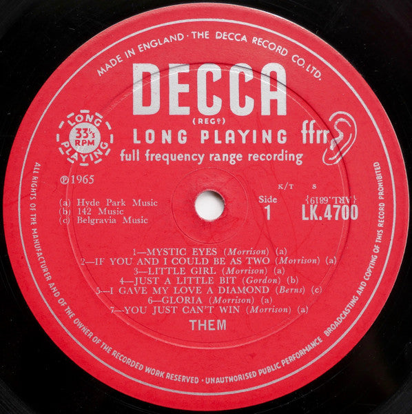 Image of Label Cover of 0225200E: LP - THEM, The "Angry" Young Them! (Decca Red Unboxed; LK 4700, UK 1965, Non-Flipback, Laminated Front Sleeve, Company Inner, Mono, First Pressing With Only Tommy Scott Named On Rear Sleeve) Blemishes On Front Sleeve, Rear Sleeve Discoloured  VG/VG