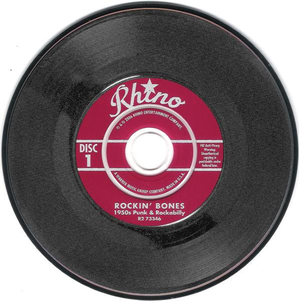 Image of Label Cover of 0255052S: 4xCD - VARIOUS, Rockin' Bones: 1950s Punk & Rockabilly (Rhino Records; R2 73346, US 2006)   VG/VG