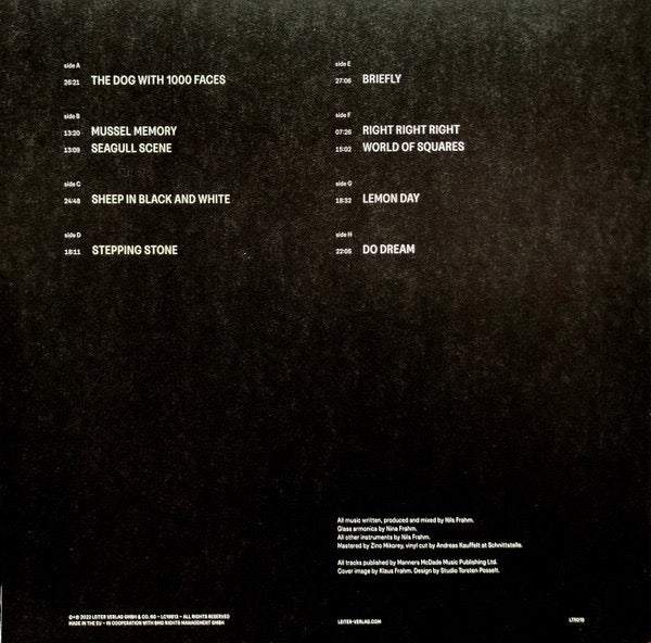 Image of Back Cover of 0245131S: 4xLP - NILS FRAHM, Music For Animals (Leiter; LTR019, Germany 2022)   EX/EX