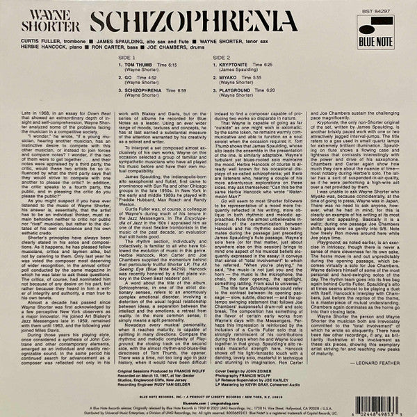 Image of Back Cover of 0245192S: 12" - WAYNE SHORTER, Schizophrenia (Blue Note; B0036692-01, Worldwide 2023, Gatefold)   VG+/VG+