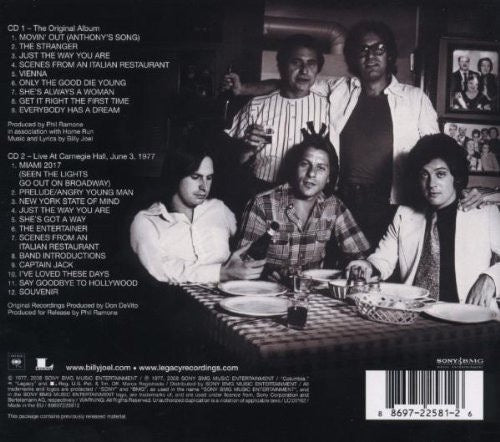 Image of Back Cover of 2xCD - VG+/VG+ - BILLY JOEL, The Stranger (Sony BMG Music Entertainment; 88697225812, Europe 2008 Reissue, Textured Gatefold Sleeve, Booklet), ,  - 2236178E