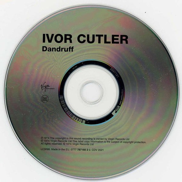 Image of Label Cover of CD - VG+/VG - IVOR CUTLER, Dandruff (Virgin; CDV 2021, Europe Reissue, Jewel Case), ,  - 2616005C