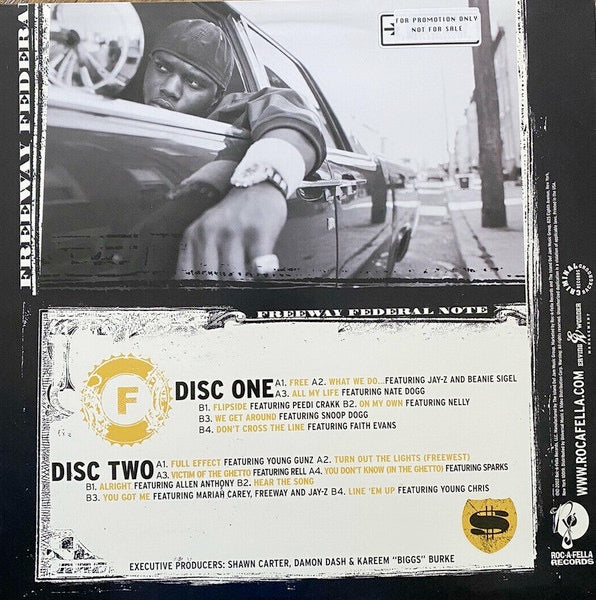 Image of Back Cover of 4914417C: 2xLP - FREEWAY, Philadelphia Freeway (Roc-A-Fella; 314 586 920-1, US 2003, Insert) Sleeve has some wear and creasing   particularly at edges and corners. Small rip at top edge. Promo stickers on reverse. Insert creased  VG/VG+