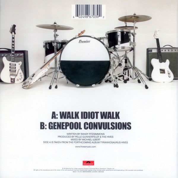 Image of Back Cover of 7" - VG/VG+ - THE HIVES, Walk Idiot Walk (Polydor; 9867039, UK 2004, Picture Sleeve, White Vinyl), Very light crease to rear of sleeve,  - 3516102C