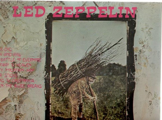 Image of Front Cover of 0325043E: LP - LED ZEPPELIN, IV (Rex Record; WLP 175, Malaysia 1972, Single Sleeve With Band Name and Track Listing in Purple on Both Sides)   VG+/VG+