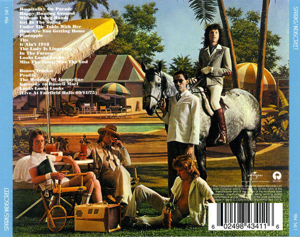Image of Back Cover of CD - VG+/VG+ - SPARKS, Indiscreet (Island Records; 984 341 1, Europe 2006, Jewel Case, Booklet), ,  - 3416022C