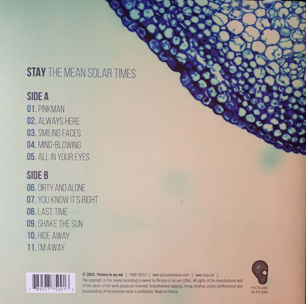 Image of Back Cover of 0315187C: LP - STAY, The Mean Solar Times (Picture In My Ear; PIME 0014, US 2016, Inner) Opened Instore  EX/EX