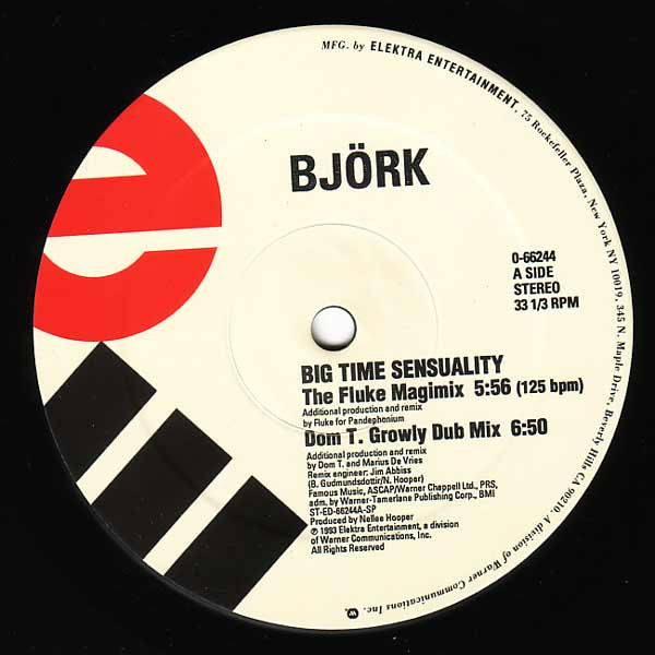 Image of Back Cover of 2x12" - VG/VG+ - BJORK, Big Time Sensuality (Elektra; 0-66244, US 1993, Picture Sleeve), Sleeve in opened shrink.,  - 3316145C
