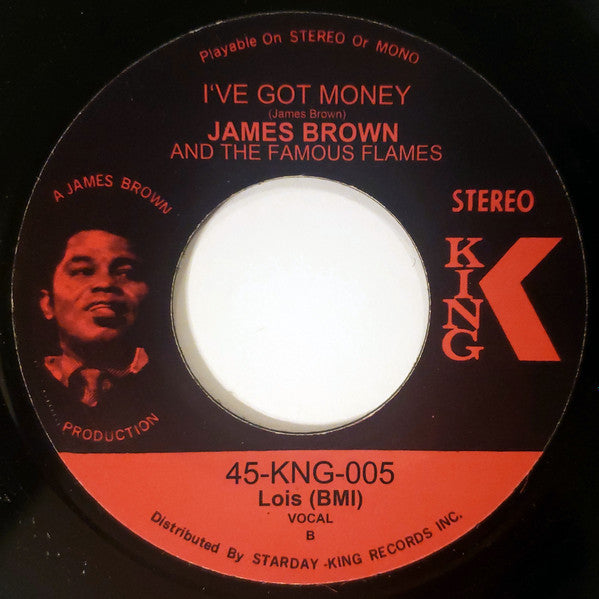 Image of Back Cover of 0325187E: 7" - JAMES BROWN, Shhhhhhhhh (For A Little While) / I've Got Money (King Records; 45-KNG-005, US 2007 Reissue) Light marks.  /VG