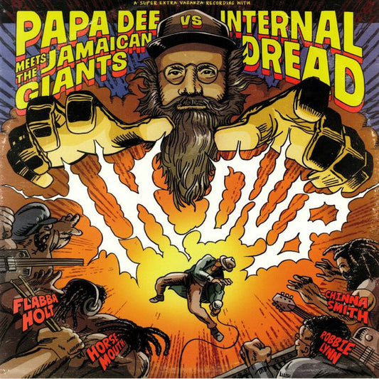 Image of Front Cover of LP - VG/VG+ - PAPA DEE MEETS THE JAMAICAN GIANTS VS INTERNAL DREAD, In Dub (Black Viking Records; BVR 001, Sweden 2018, Glossy Sleeve), ,  - 1346287S