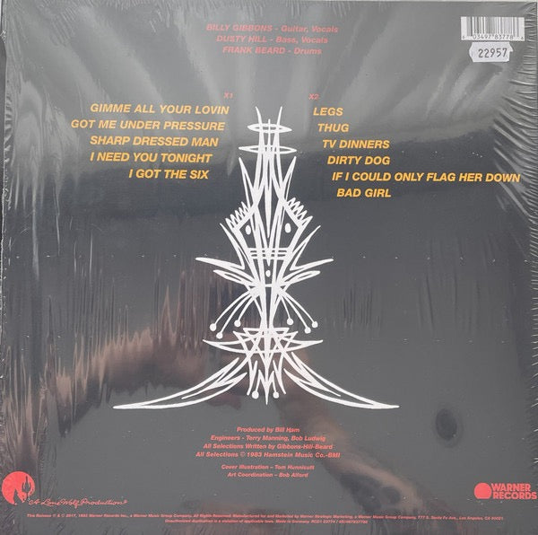 Image of Back Cover of 4815397C: LP - ZZ TOP, Eliminator (Warner Records; RCD1 23774, Worldwide 2023 Reissue, Inner, Gold Vinyl)   NEW/NEW