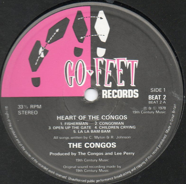 Image of Label Cover of LP - G+/G+ - THE CONGOS, Heart Of The Congos (Go-Feet Records; BEAT 2, UK 1980 Reissue, Sticker), Lots of marks on either side of record. Surface noise and crackle throughout, but plays well. Sleeve has some edge and ring wear.,  - 2846204S