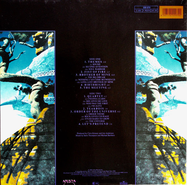 Image of Back Cover of LP - VG/VG - ANDERSON BRUFORD WAKEMAN HOWE, Anderson Bruford Wakeman Howe (Arista; 209 970, Europe 1989, Gatefold, Inner), Seam split on top edge and some ring wear.  Some scuffs and light longer marks on record. ,  - 5125235E