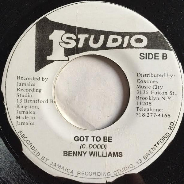 Image of Back Cover of 0355224S: 7" - BENNY WILLIAMS, Make It With Sarah / Got To Be (Studio One; none, Jamaica ) Writing On Label  /VG+
