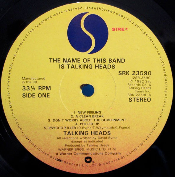 Image of Label Cover of 2xLP - VG/G - TALKING HEADS, The Name of this Band Is Talking Heads (Sire; SRK 23590, UK 1982, 2 Inners), ,  - 3816291C