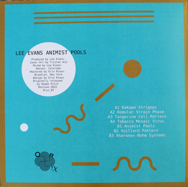 Image of Back Cover of 0415269C: LP - LEE EVANS, Animist Pools (Oryx_ Records; Oryx_03, Spain 2022 Reissue) Shrink-wrap  VG+/VG+