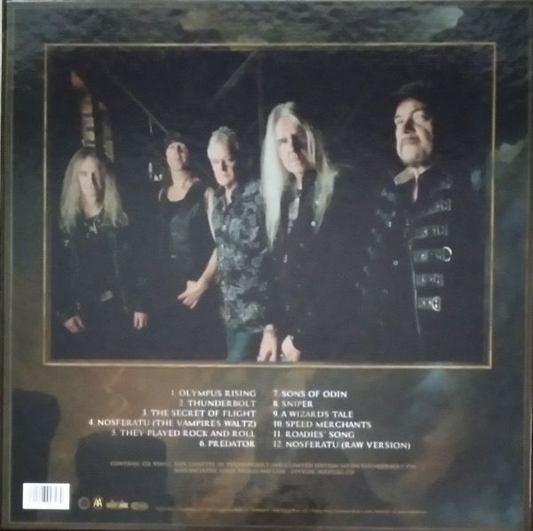 Image of Back Cover of LP - EX/M - SAXON, Thunderbolt (Silver Lining Music; SLM065P75, Europe 2018, Box Set, Gatefold + picture inner, Red Vinyl With x 2 CD, Cassette and Pin Badge), Sealed. Small tear on front of shrinkwrap.,  - 2946282S