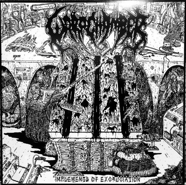 Image of Front Cover of 0415459C: LP - WARP CHAMBER, Implements Of Excruciation (Profound Lore Records; PFL238LP, Canada 2020, Gatefold, Insert, Limited Edition of 100, Black/White Splatter Vinyl, Misprinted Spine)   VG+/VG+