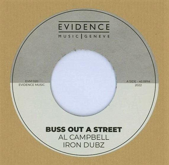 Image of Front Cover of 0415451C: 7" - AL CAMPBELL, IRON DUBZ, Buss Out A Street / Things Gonna Work (Evidence Music; EVM020, Switzerland 2022, Textured Brown Sleeve) Sleeve creased at corner  VG/VG+