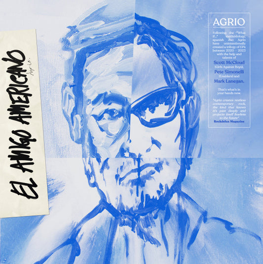 Image of Front Cover of LP - VG+/VG+ - AGRIO, El Amigo Americano (God Unknown Records; GOD095, UK 2024, Inner, With Mark Lanegan, Scott McCloud (GVSB) & Pete Simonelli (Enablers)), Strong VG+. In plastic sleeve with hype sticker. Small seam splitting and ring wear to inner. Bumped corner.,  - 0545479S