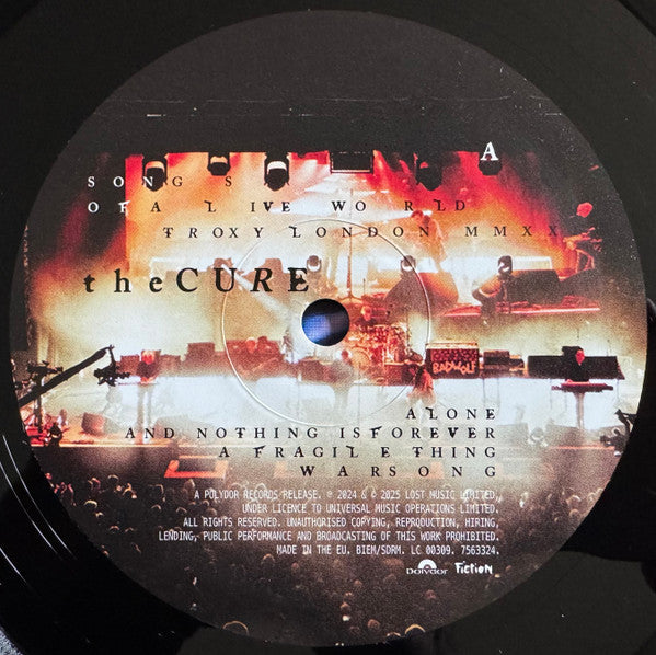 Image of Label Cover of LP - NEW/NEW - THE CURE, Songs Of A Live World: Troxy London MMXXIV (Fiction Records; 7563324, Europe 2025, Inner, 180 Gram Vinyl. Europe Only Release), ,  - 0755029S