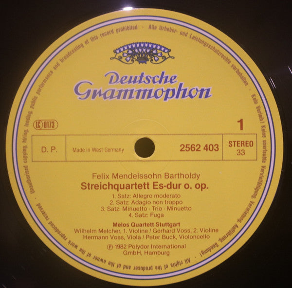 Image of Label Cover of 4xLP - VG+/VG+ - MELOS QUARTETT, Mendelssohn: Die Streichquartette - The String Quartets - Les Quatuors � Cordes (Deutsche Grammophon; 2740 267, Germany 1982, Box Set, Booklet), ,  - 4126249E