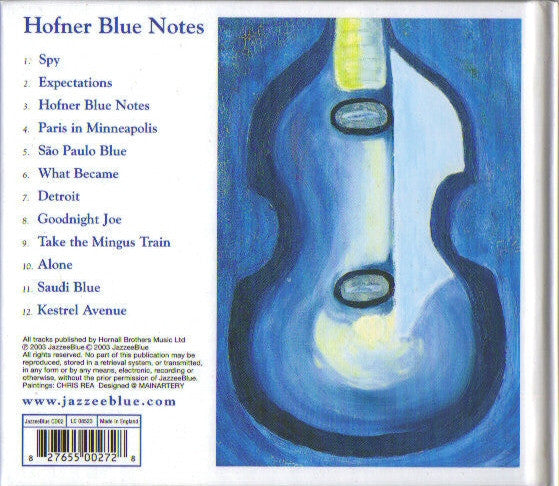 Image of Back Cover of 0535053E: CD - CHRIS REA, Hofner Blue Notes (Jazzee Blue ; JBLUE CD02, UK 2003, Digipak, Inner) Opened Instore  EX/EX