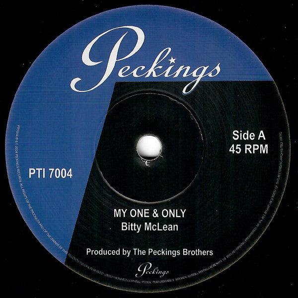 Image of Front Cover of 0555269S: 7" - BITTY MCLEAN, My One & Only (Peckings Records; PTI 7004, UK 2024, Solid Centre)   /EX