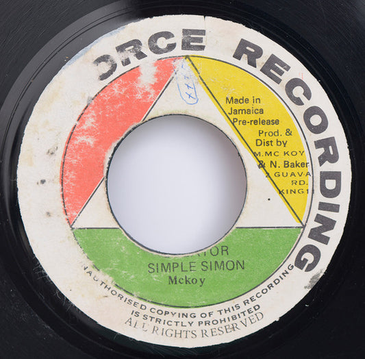Image of Front Cover of 0555292S: 7" - SIMPLE SIMON, Creator (Rebel Force Recording; , Jamaica 1980s)   /VG