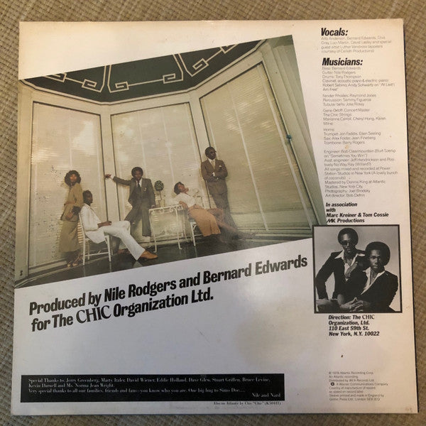 Image of Back Cover of LP - VG/VG - CHIC, C'est Chic (Atlantic Orange & Green - With W Logo On Label Rim; K 50565, UK 1978, Inner, Raised edge label. No embossed dots.), ,  - 3126128E