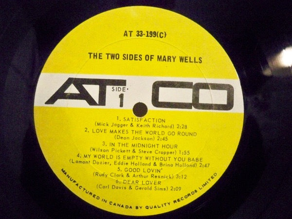 Image of Back Cover of 0515321C: LP - MARY WELLS, The Two Sides Of Mary Wells (Atco Records; 33-199, Canada 1966, Stereo) Light Marks only.  VG/VG