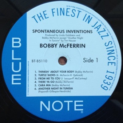 Image of Label Cover of 0515477C: LP - BOBBY MCFERRIN, Spontaneous Inventions (Blue Note; 00602537937653, Europe 2014 Reissue, Company Inner, 180g)   VG+/VG