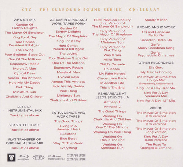 Image of Back Cover of 2xCD - VG+/VG+ - XTC, Oranges & Lemons (Ape House; APEBD109, UK 2015 Reissue, Digipak & Slipcase, Booklet, Blu-Ray Version), ,  - 0616424C