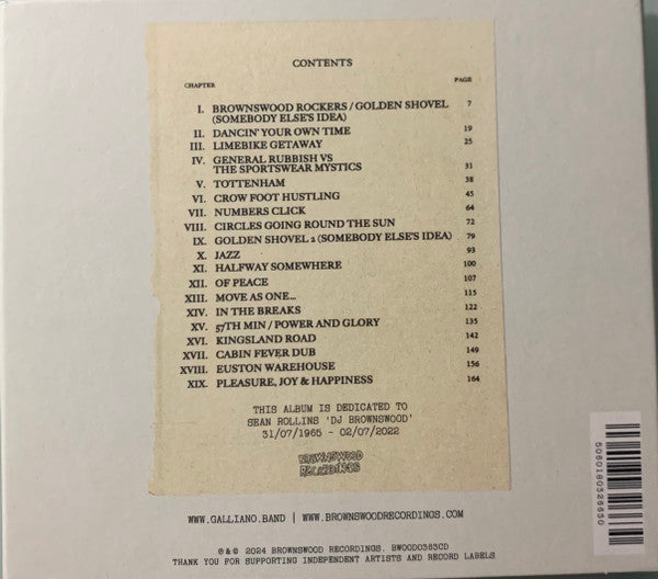 Image of Back Cover of CD - VG+/VG+ - GALLIANO, Halfway Somewhere (Brownswood Recordings ; BWOOD0363CD, UK 2024, Gatefold, Booklet), ,  - 2516452C