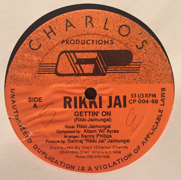 Image of Back Cover of 12" - VG+/M - RIKKI JAI, Gettin On / Sumintra (Charlo's Productions ; CP 004-89,   1989, Picture Sleeve), SEALED,  - 0525287E