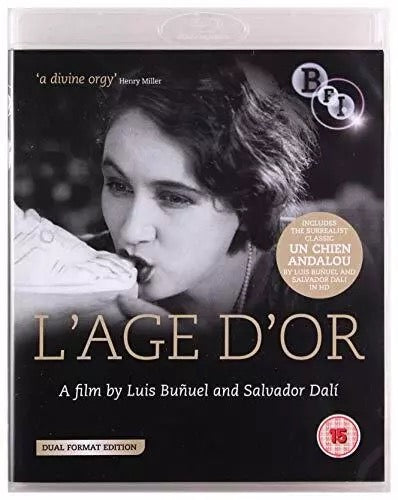 Image of Front Cover of 2xBlu-Ray - VG/VG - SALVADOR DALI, LUIS BUNUEL, L'Age d'or + Un Chien Andalou (BFI; BFIB1059, UK , Booklet, Dual Format Blu ray + DVD), Some light marks on the DVD, Blu ray is VG++,  - 1736319E