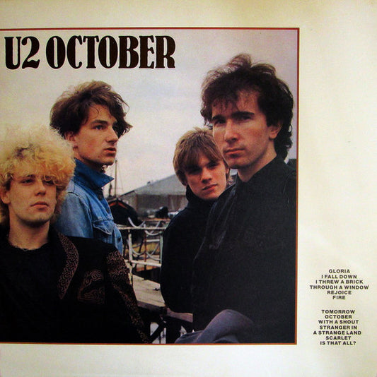 Image of Front Cover of 3315472C: LP - U2, October (Island Records; ILPS 9680, UK 1981, Inner With Rounded Corners, 1st Pressing. 'I Threw A Brick Though A Window' Misprint on Label) Very minor discolouring at sleeve opening.  VG+/VG+