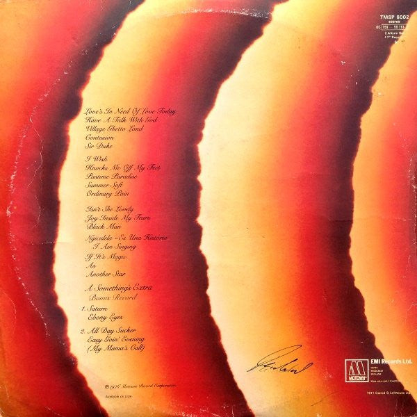 Image of Back Cover of 2xLP - VG/VG - STEVIE WONDER, Songs in the Key of Life (Tamla Motown; TMSP 6002, UK 1976, Gatefold, Booklet, With 7"), ,  - 2326047E