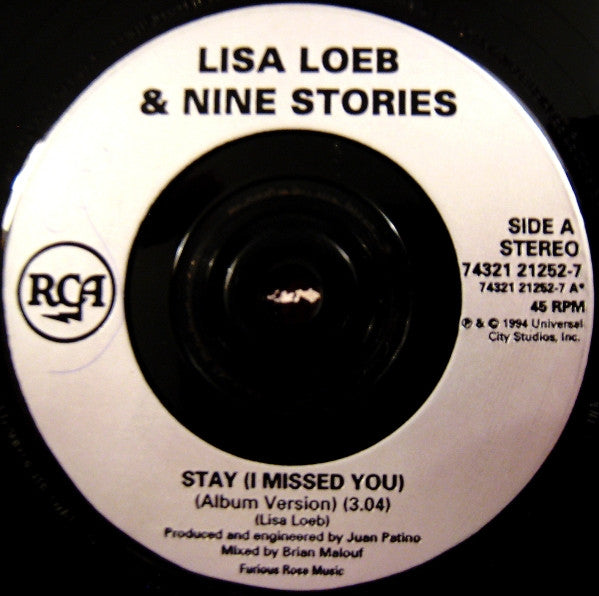 Image of Label Cover of 7" - VG/VG+ - LISA LOEB & NINE STORIES, Stay (I Missed You) (RCA; 74321 21252-7, UK 1994, Picture Sleeve), Edge Wear.,  - 4316419C