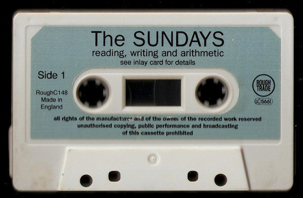 Image of Label Cover of Cassette - VG+/VG+ - THE SUNDAYS, Reading, Writing And Arithmetic (Rough Trade; ROUGH C148, UK 1990, J-Card, White Shell), Age discolouring, shell is more of a cream colour now.,  - 3116472C