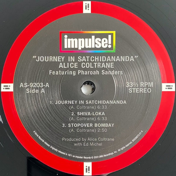 Image of Label Cover of LP - VG+/VG+ - ALICE COLTRANE, Journey in Satchidananda (Acoustic Sounds Series) (Verve; 4847635, US 2023 Reissue, Gatefold, Remastered 180 Gram Vinyl from Analog Tapes housed in Deluxe Gatefold Packaging.), Slightly faded spine. Lightest of marks to disc., One of Rolling Stone s 500 Greatest Albums of All Time, Alice Coltrane s fourth Impulse! album finds her on piano and harp in the company of saxophonist Pharoah Sanders. "Almost 50 years after [it] was r                           