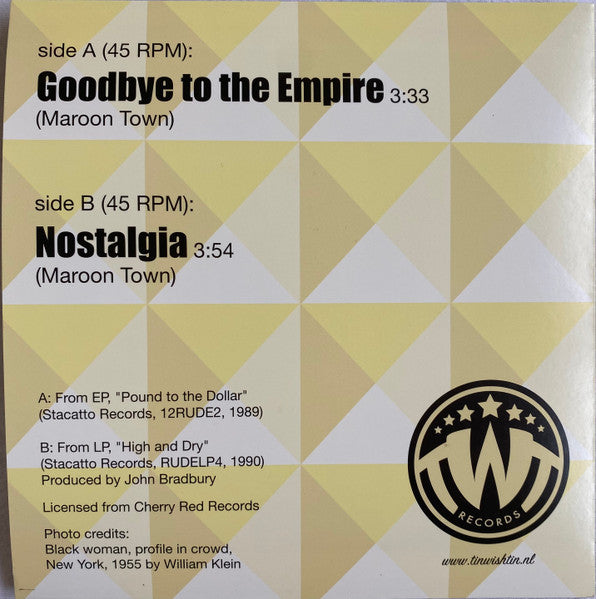 Image of Back Cover of 7" - EX/EX - MAROON TOWN, Goodbye To The Empire/ Nostalgia (The Wishful Thinking; TWT003, Netherlands 2023, Picture sleeve), ,  - 0256275S
