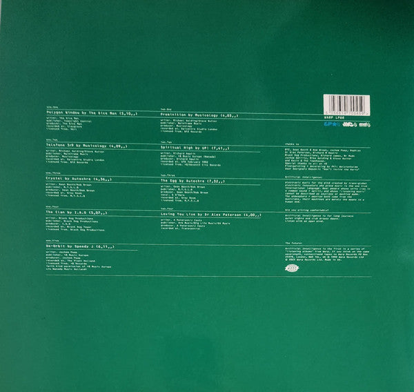 Image of Back Cover of LP - VG+/VG+ - VARIOUS, Artificial Intelligence (Warp Records; WARP LP6R, UK 2022 Reissue, Glossy Gatefold Sleeve), ,  - 2646263S