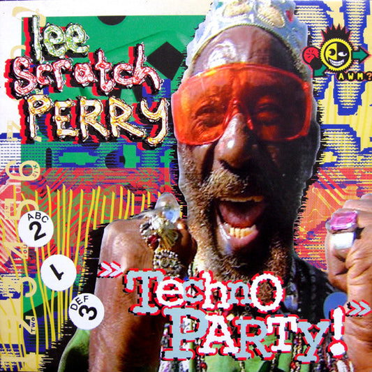 Image of Front Cover of LP - VG/G+ - LEE SCRATCH PERRY, Techno Party (Ariwa; AREMLP001, UK 2000), Lots of light marks, plays above average. Sleeve is slightly damaged near the opening, looks great otherwise.,  - 0715317C