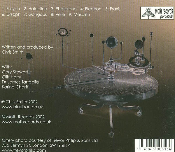 Image of Back Cover of CD - VG+/VG+ - BLAUBAC, Perdurance (Moth Records; porce006, UK 2002, Jewel Case), ,  - 1556016S