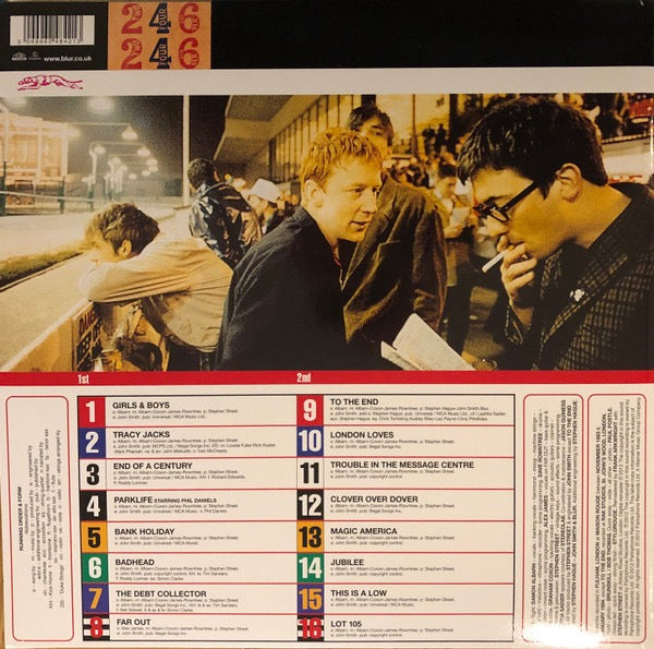 Image of Back Cover of 2xLP - EX/EX - BLUR, Parklife (Food; FOODLPX10, UK 2018 Reissue, Gatefold, 2 Red Die Cut Inners, Remastered), Opened Instore, Still In Shrinkwrap,  - 2826093E