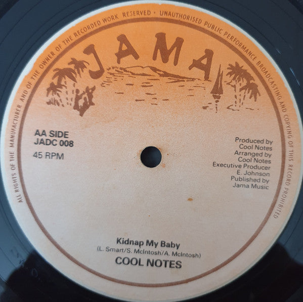 Image of Back Cover of 12" - /VG+ - THE COOL NOTES, Billy The Kid / Kidnap My Baby (Jama; JADC 008, UK 1980), ,  - 3546311S